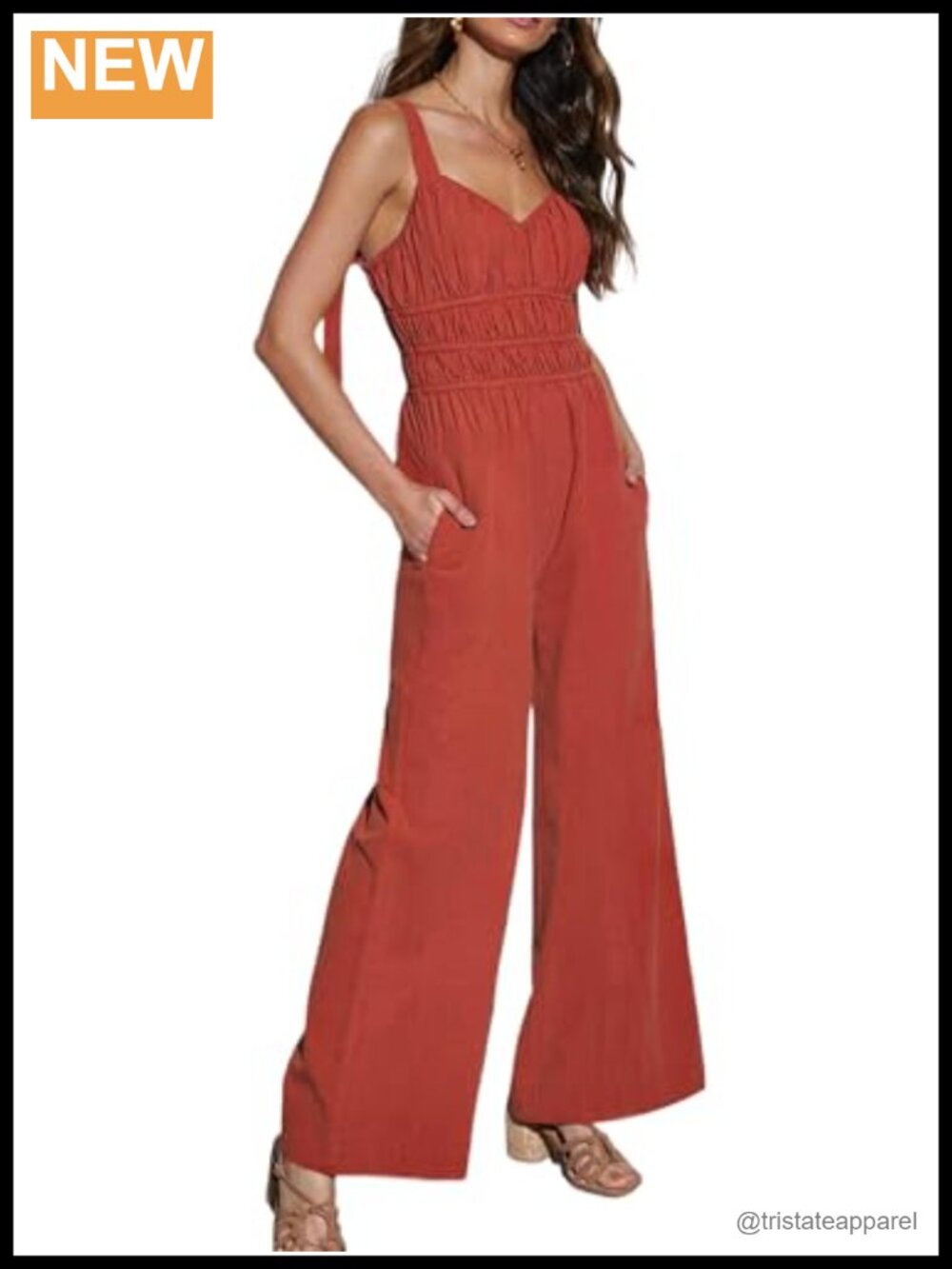 Women's Casual Loose Sleeveless Wide Leg Jumpsuit Romper with Pockets